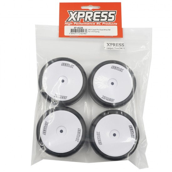 28CP Carpet Pre-Glued Wheel Set For 1/10 Touring